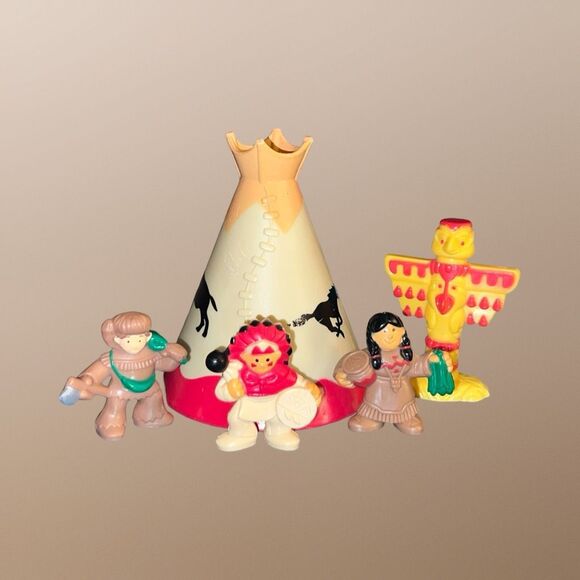 2003 Lincoln Logs Rocky River Trading Post Native American Figures Teepee B17 - Picture 1 of 7